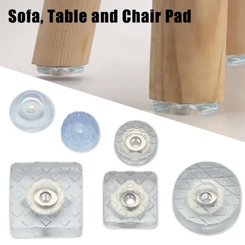

10pcs Rubber Transparent Non-slip Chair Leg Caps Feet Pads Sofa Foot Covers Floor Furniture Legs Protector Pad with Screws