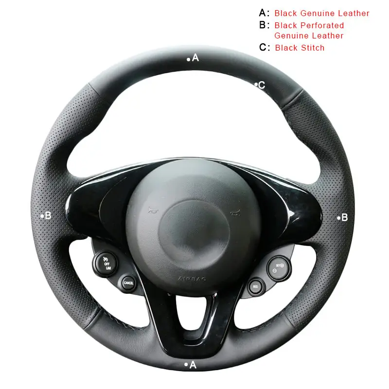 Автомобильная Оплетка на руль для Smart New Fortwo Forfour ручной работы DIY авто чехлы на руль - Название цвета: Genuine Leather