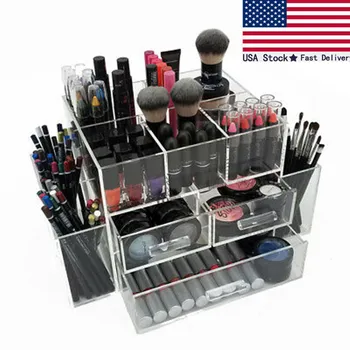 

NEW! DELUXE MAKEUP ORGANIZER - ACRYLIC TIERED 3 DRAWER COSMETIC DISPLAY CASE