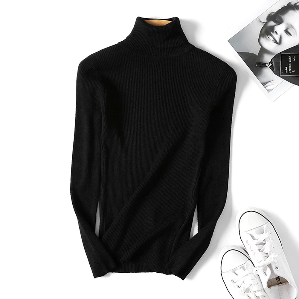 LASPERAL Autumn Winter Women Knitted Turtleneck Sweater Casual Soft polo-neck Jumper Fashion Slim Femme Elasticity Pullover