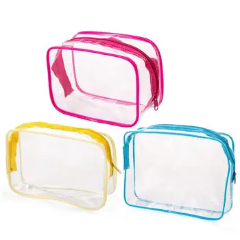 

Travel Zip Bag Clear Airport Transparent Liquid Cosmetic Pouch Kit Transparent PVC waterproof cosmetic bag color square wash bag
