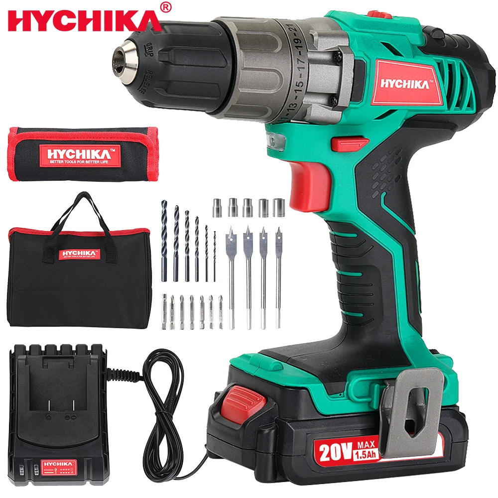 

HYCHIKA 18V Cordless Drill Electric Screwdriver Mini Wireless Power Driver DC Lithium-Ion Battery hand driver Wrench Power tools