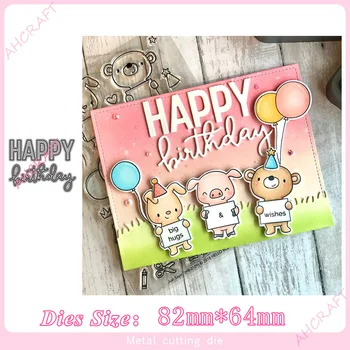

Happy birthday Words Metal Cutting Dies for diy Scrapbooking Photo Album Decorative Embossing PaperCard Crafts Die Cut 2020