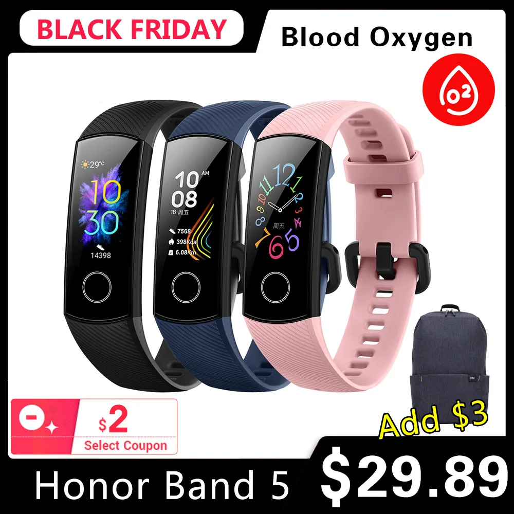 Оригинальный умный Браслет huawei Honor Band 5 AMOLED цветной 0 95 дюймов сенсорный экран 50 м