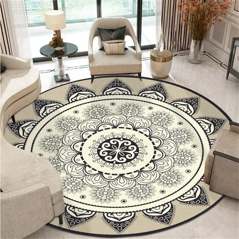 Bohemia Ethnic Mandala Round Floor Carpet Soft Classic Geometric Flower Sofa Rug Europe Retro
