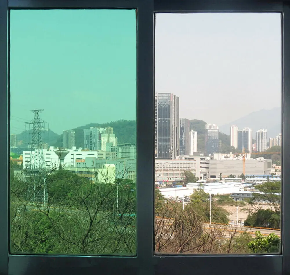 SUNICE 1.52x30m/5x100FT Green Decoration Window Tint Film Clear Solar Tint Privacy Protection Film Home Mall Glass Decor Sticker