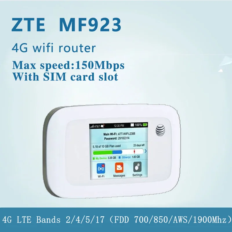 4G модем разблокированный ZTE MF923 Мобильный Hotspot со слотом для SIM-карты 150 Мбит/с 4g Wi-Fi