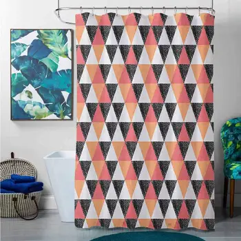 

Shower Curtains for Bathroom Glitter Geometric,Modern Scandinavian Pattern with Triangles in Pastel Colors and Scribble Detail,