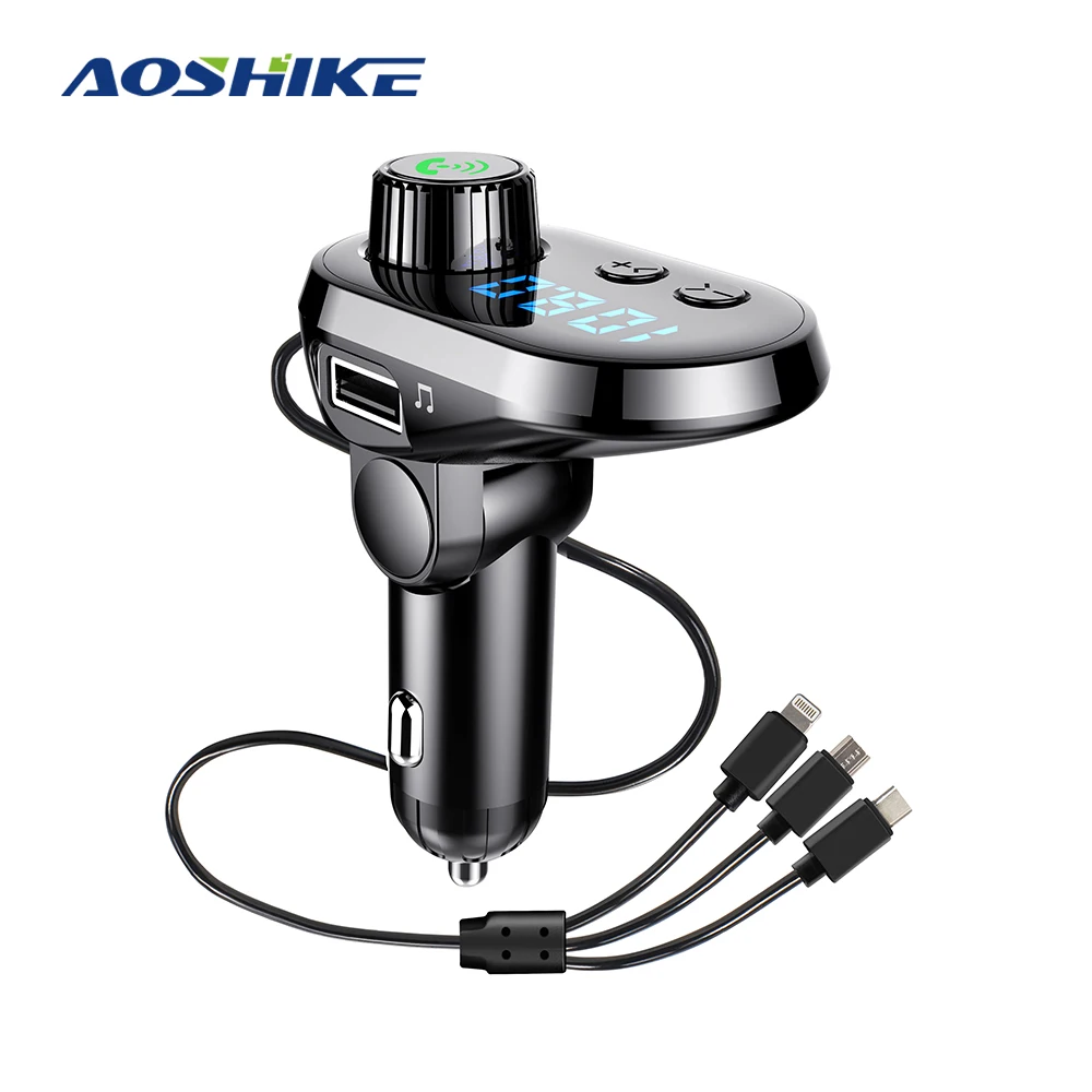 AOSHIKE Многофункциональный Автомобильный MP3-плеер один для трех автомобильное зарядное устройство Hands Free launch интеллектуальная Быстрая зарядка fm-передатчик