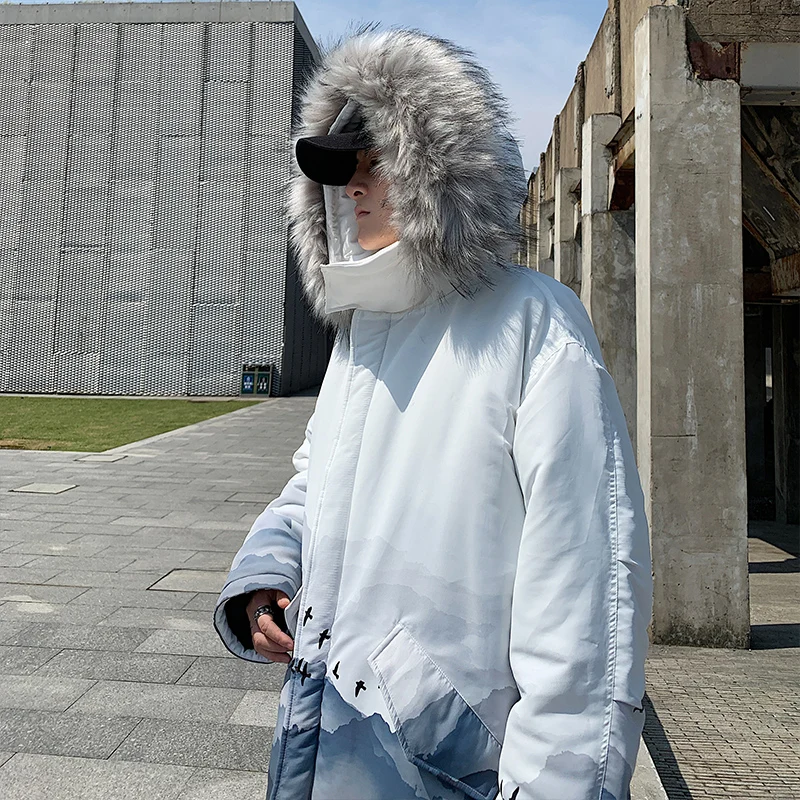 Fashion Winter New Hip Hop Wild Goose Jacket Men Warm Coat Fashion Casual Parka Thickening Fur Coat Men For Winter