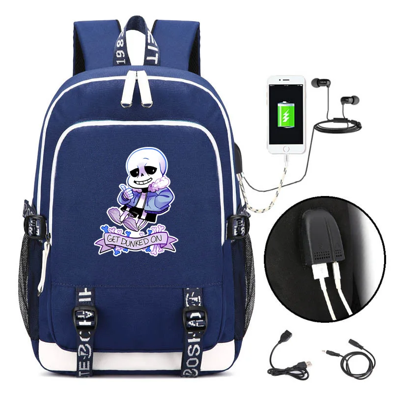 Игра «Undertale» Frisk Sans Papyrus печать книжная сумка нейлоновые школьные сумки зарядка через usb рюкзак для ноутбука женский дорожный рюкзак мужской рюкзак - Цвет: 3
