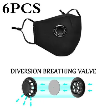 

6 Pcs Dust Mask Filter Anti PM2.5 Air Pollution Mouth Face Mask Winter Anti Dust Carbon Insert Washed Reusable Masks Men Women