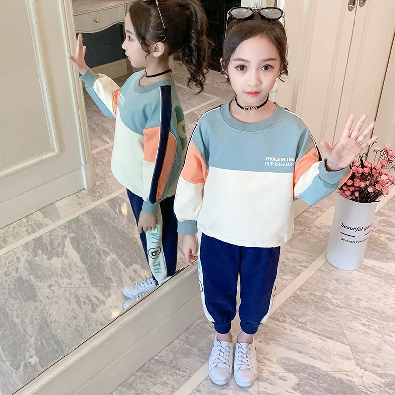 

Girls 2020 New Style Korean-style Western Style Children Spring And Autumn Childrenswear Hoodie Suit Fashion & Sports Casual Two