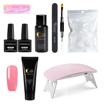 

COSCELIA Poly Nail Gel Set Clear White Pink UV Gel Nail Polish Art Kit Quick Building For Nails Extension Hard Gel Poly Gel Nail