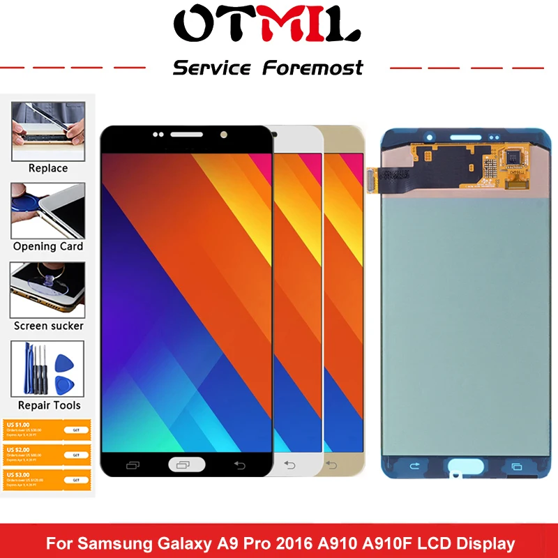 OTMIL 6.0&quotAMOLED For SAMSUNG GALAXY A910 LCD Display A9 Pro 2016 A910F Touch Screen Replacement for A9100 | Мобильные телефоны