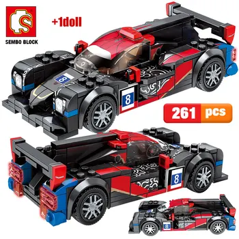 

New City Pull Back Super Vehicle Building Blocks Sembo Technic Racing Car MOC Model Creator Bricks Educational Toys For Children