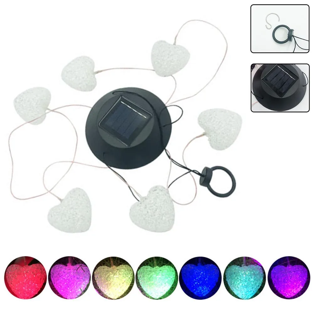 Outdoor Waterproof Wind Chime Light Solar Powered Hanging Spiral Led Rotating Garden Heart Shape Home Energy Saving Decorative