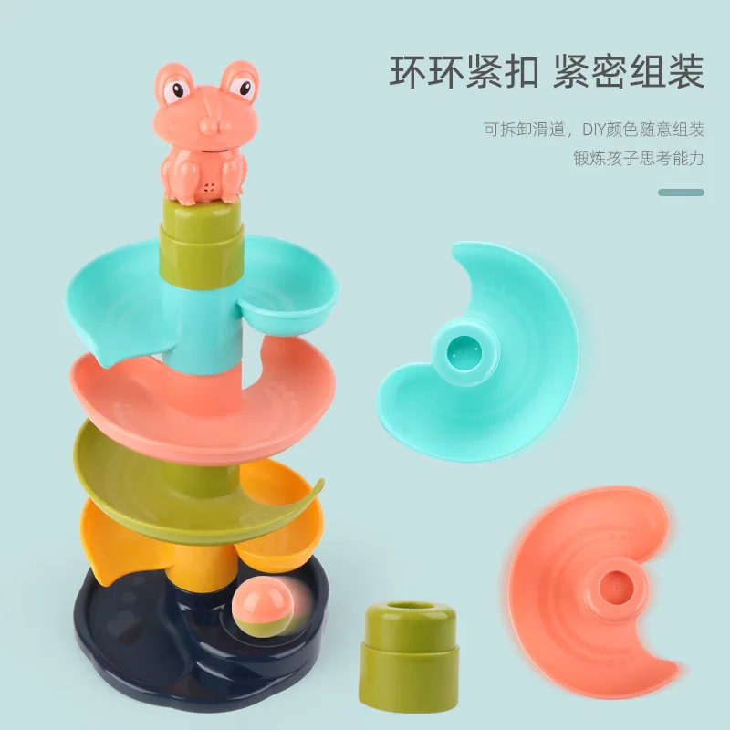 

Infant Educational Jenga Throw the Circle Rainbow Rolling Ball Exercise Hand-Eye Coordination Camera Track Rotary Table CHILDREN