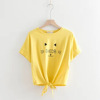 

Summer Clothes Short Sleeve O Neck T-shirt Women Print T Shirt Cotton Loose Shirt