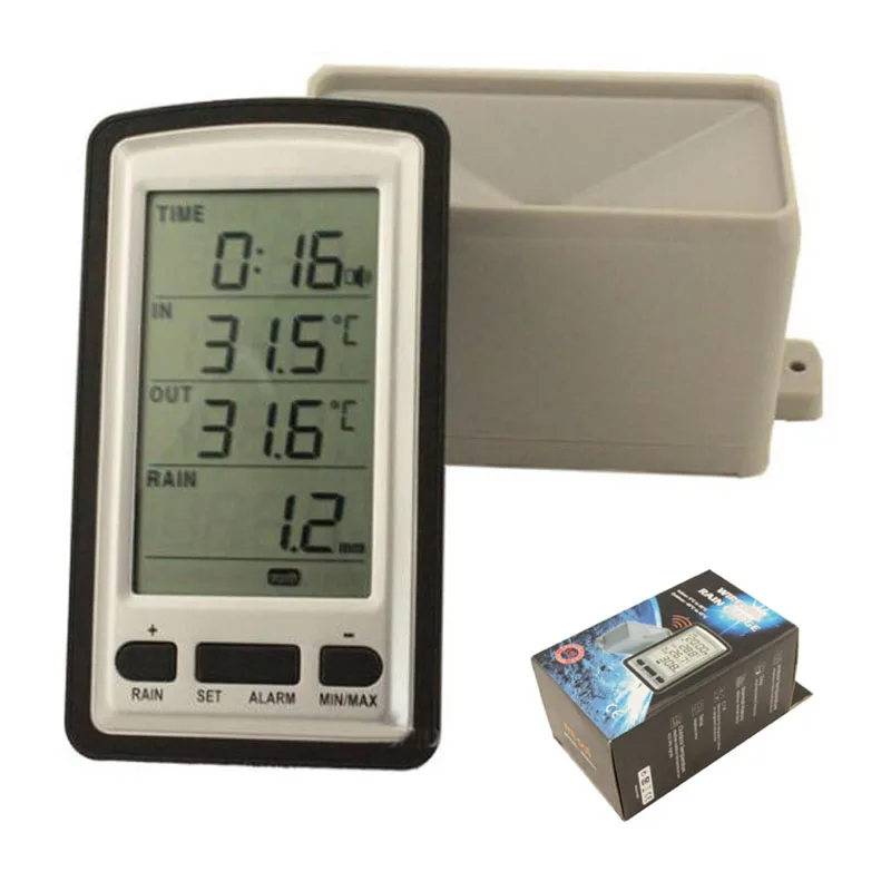 WH-0531 Digital Wireless Rain Gauge Measurement Tool Alarm Clock Weather Station Instrument Outdoor Indoor Temperature Recorder