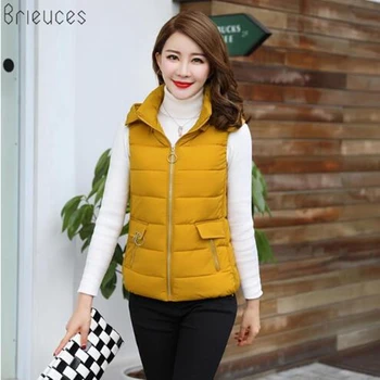 

Br S-XXXL 2020 New Brand Spring Autumn Slim Velvet Women Vest Jacket Warm Cotton Hooded Winter Plus Size Waistcoat female