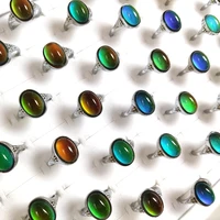 Wholesale 20/50pcs/lot Oval Shape Mood Ring Emotion Feeling Temperature Changing Color Rings Women Men Vintage Bulk Jewelry 1