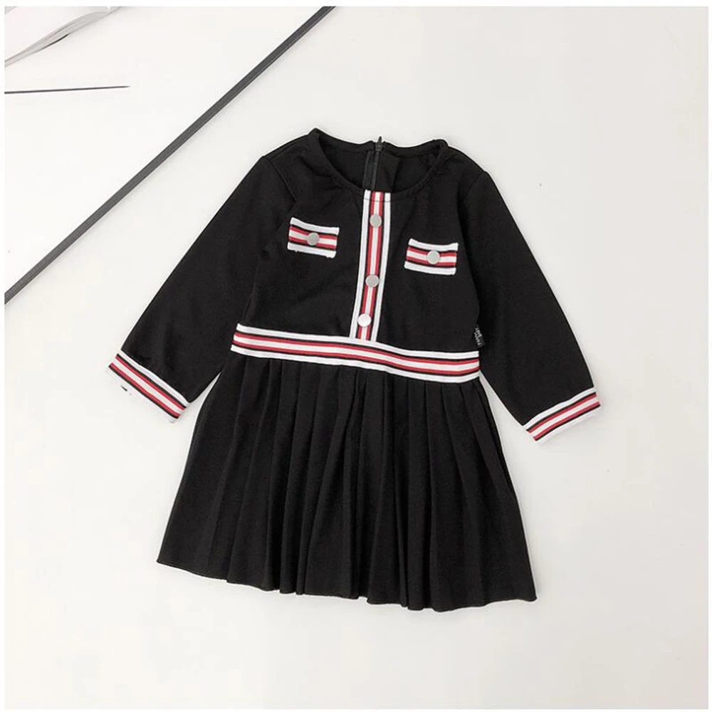 Autumn Girl Dress Cotton Long Sleeve Children Dresses Famous Brand Designer Kids Striped Dresses for Girls Fashion Dress