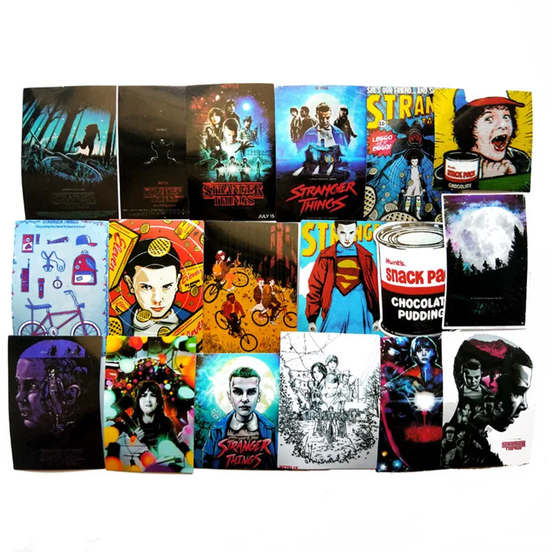 18pcs stickers A Странные Вещи брелок 11 Дастин Барб демогоргон брелок Подвеска ПВХ Фигурки игрушки opp сумка - Цвет: 18pcs stickers A
