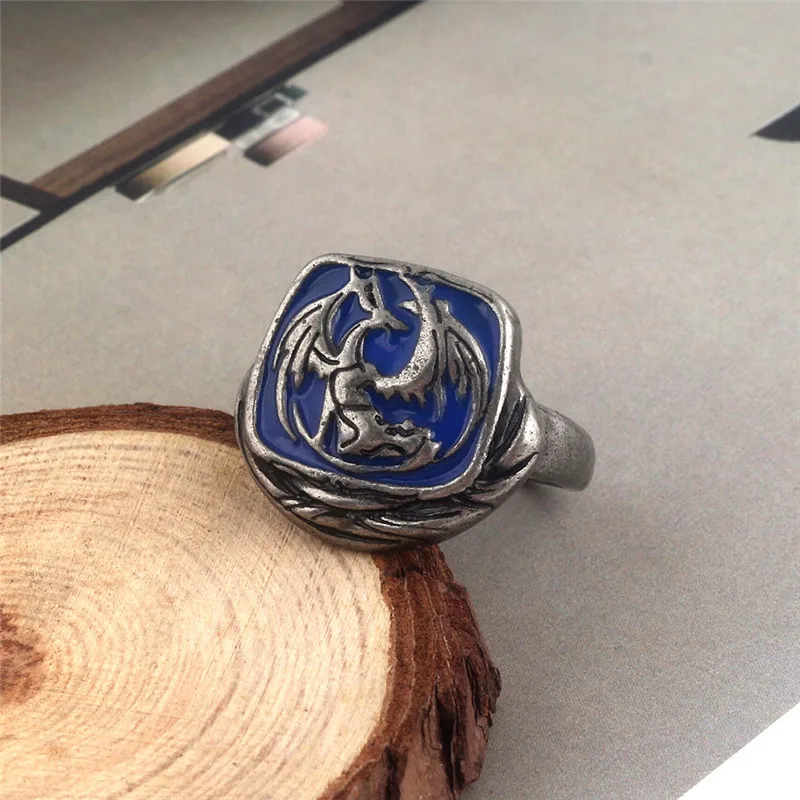ZRM Dark Souls III Ring Men Women Blue Enamel Dragon Badge Rings Game Jewelry Fans Souvenir