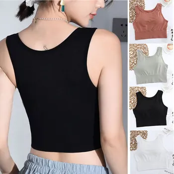 

Women Crop Top Vest With Detachable Chest Pad Camisole Workout Tank Tops XIN-Shipping