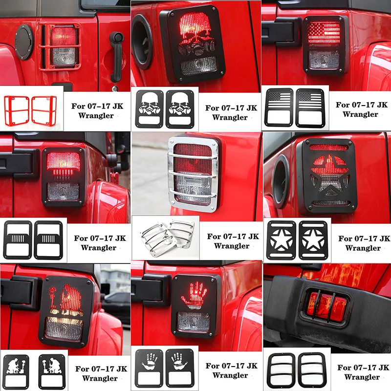 

Fit for Jeep Wrangler JK 2007-2017 Car Styling Iron Tail Lamp Cover Trim Frame Rear Light Protecting Guards Sticker