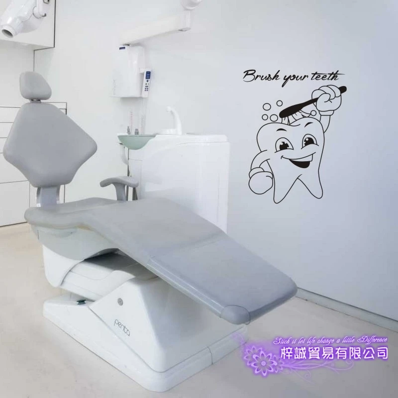 DCTAL Tooth Brushing Teeth Sticker Dental Clinic Dentistry Decal Bathroom Poster Vinyl Art Wall Decals Pegatina Decor Mural