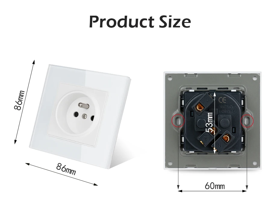 Minitiger Хрустальная стеклянная панель настенная розетка заземленная 16А французский стандарт электрическая розетка черный белый золотой серый красочный