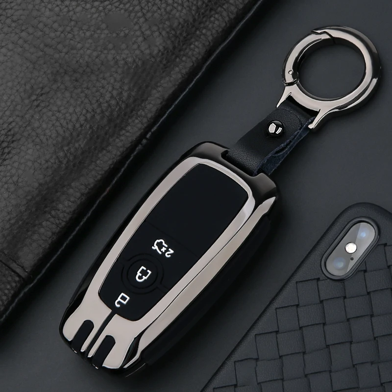 Zinc alloy+Silicone Car Key Cover Case For Ford Fusion Mustang Explorer Ranger Fiesta F150 EcoSport S MAX 2017 2018 Accessories