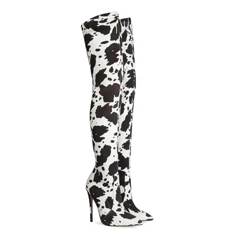 cow print knee high boots