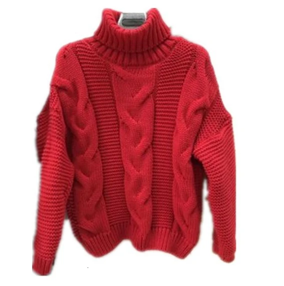 Womens Sweaters Turtleneck Sweater Women Autumn Winter Casual Short Sweater Knitted Pullovers Sweater Female Pull Femme - Цвет: Red