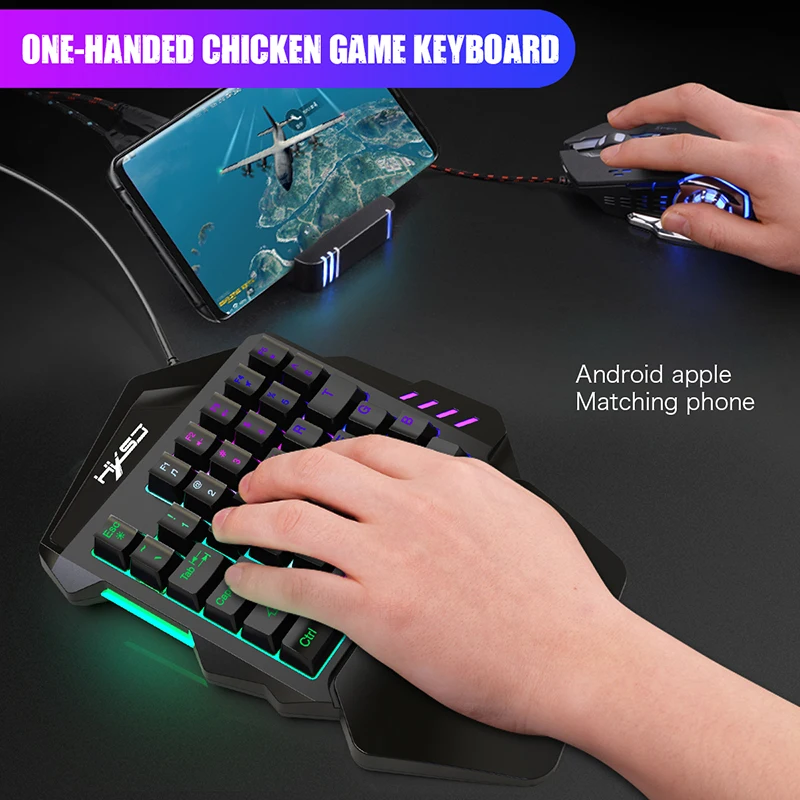 HXSJ 35Keys One-Handed Keyboard Gaming Wired Keyboard with Mouse 1200160024003200DPI for Game PUBGLOLDota Mini Keyboard     (16)