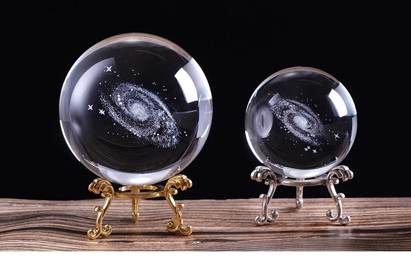60/80/100 мм 3D лазерной гравировкой Galaxy хрустальный шар Миниатюрная модель с украшением в виде кристаллов ремесло Сфера орнамент мова Глобус Стекло Декор для дома подарок