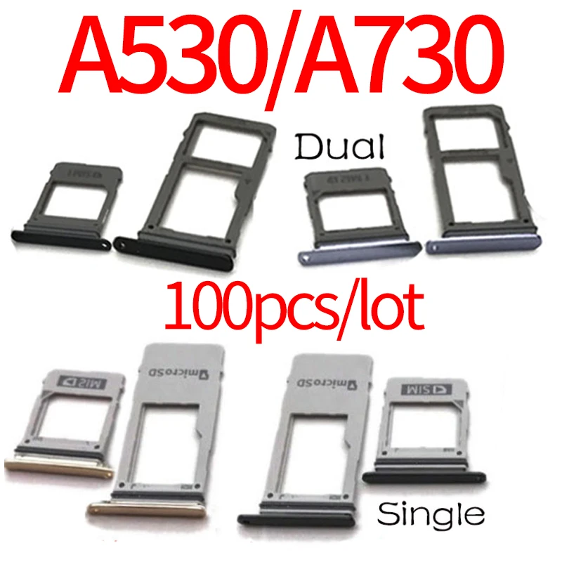 100pcs/lot For Samsung Galaxy A8 2018 A530 A730 A530F A730F Sim SD Card Tray Reader Holder Replacement Single Dual Version | Мобильные