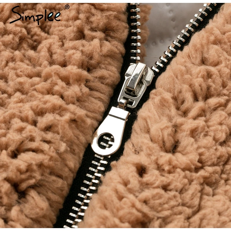 Женская шуба из плюшевого меха Simplee теплое плотное пальто с капюшоном верхняя