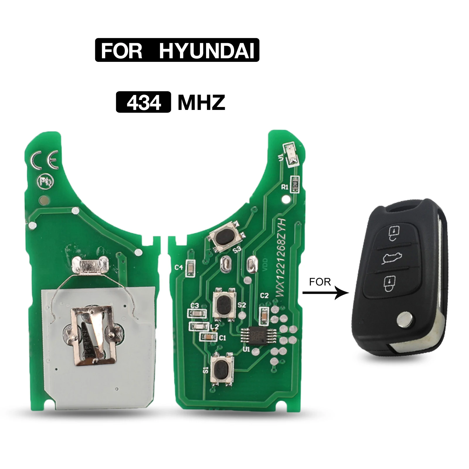 

Jingyuqin 3 кнопки 434 МГц FSK Fit Flip Smart Remote Control Автомобильный ключ печатная плата для Hyundai Celesta Elantra ELANTRA Tucson