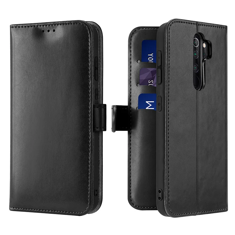 Чехол-книжка с бумажником для Xiaomi Redmi Note 8 и Note 8 Pro, чехол с откидной подставкой, держатель для кредитных карт, чехол с подставкой, сумка для смартфона - Цвет: Черный
