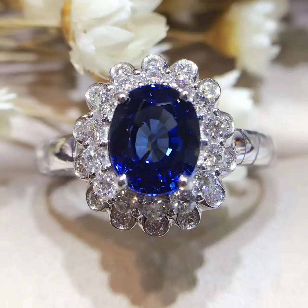 18K золото 2.021ct натуральный сапфир женское кольцо с 0.427ct Бриллиантовая установка новое Изысканное Украшение на свадьбу обручальное кольцо