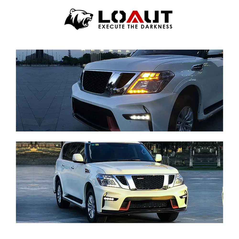 Корпус передней фары в сборе автомобиля для Nissan Patrol 2010-2013 фары, светодиодные фары DRL Объектив Двойной Луч Биксенон HID Q5 весь комплект