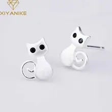 XIYANIKE 925 серебро корейский стиль серьги-гвоздики с животными модные маленькие простые серьги-обручи милое ювелирное изделие в виде кошки для женщин