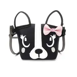 New girls fashion shoulder bag girls mini messenger bag PU leather bag cute dog bowknot children leisure messenger bag bolsas