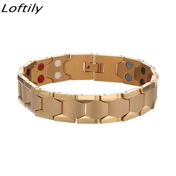 

Healing Magnet Bracelet Bangles For Women Men Stainless Steel Health Care Magnetic Germanium Energy Power pulseira Jewelry