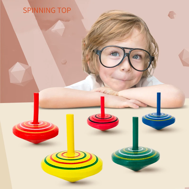 

6Pcs Wooden Gyro Children Random Color Toy Funny Colorful Classic Gift for Kids
