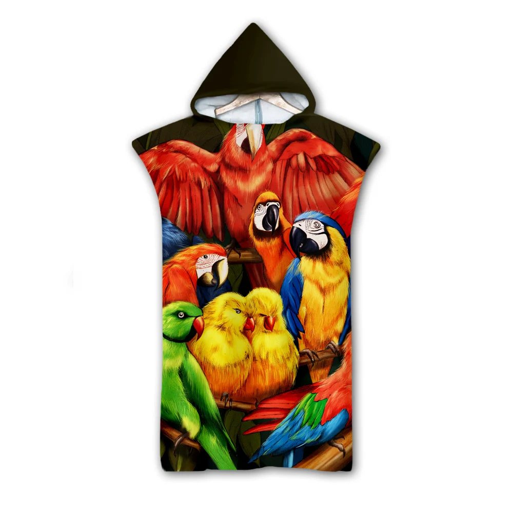 

3D Digital Printing Parrot Hooded Towel Wearable Bath Towel For Adults Flamingo Tropical Travel Microfiber Beach Towels style-9