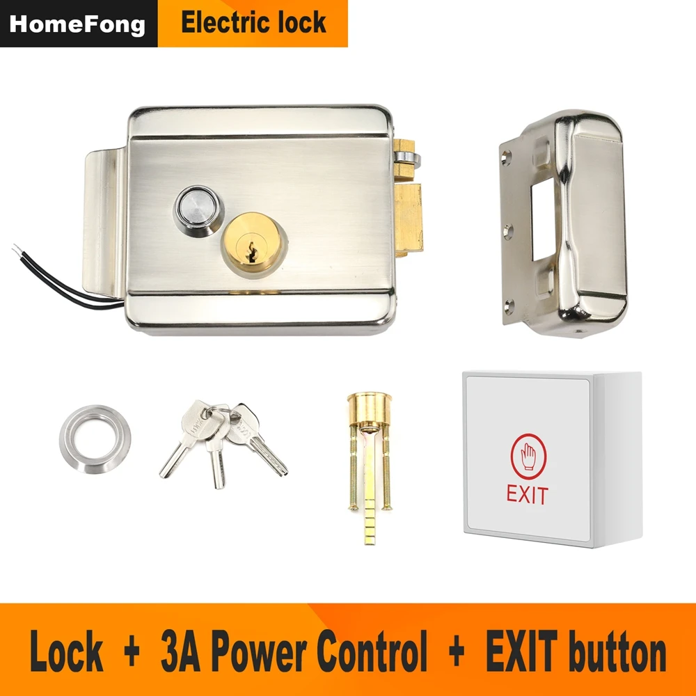 

Homefong Metal Electric Lock for Gate Home Intercom Video Door Phone Door Access Control System Kit with 3A Power Supply Control